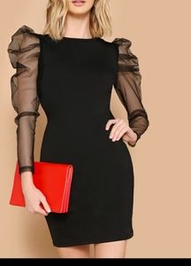 SHEIN Mesh Sleeve Bodycon Dress